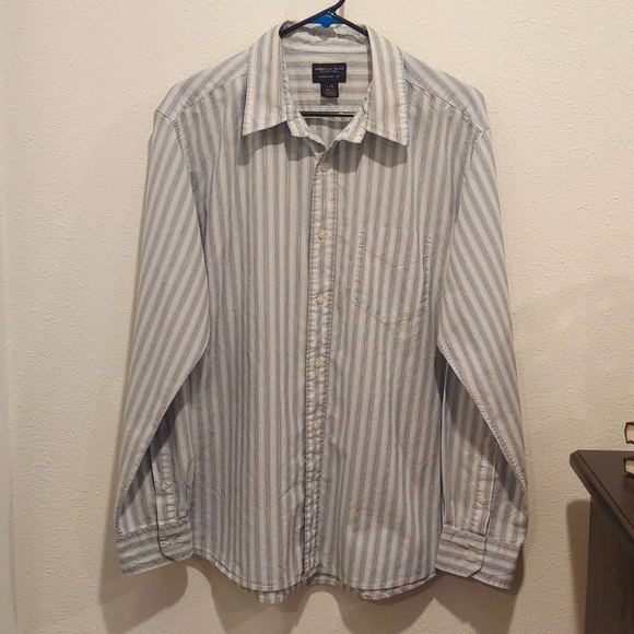 American eagle striped button up shirt mens size large - Picture 1 of 9